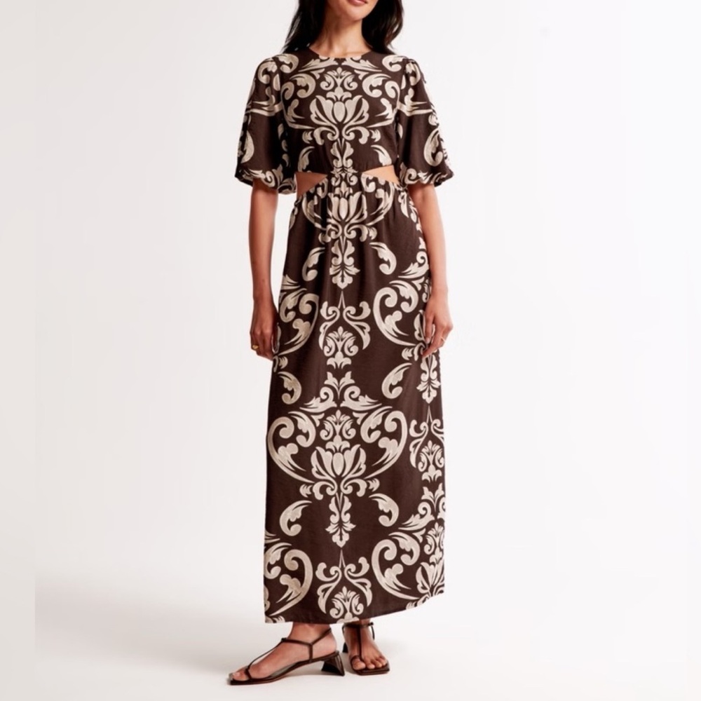 Abercrombie & Fitch Tall Cutout Sides Chocolate Brown Maxi Dress